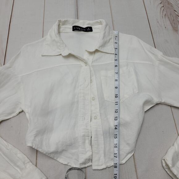 Lioness linen crop button down shirt top - Picture 2 of 7